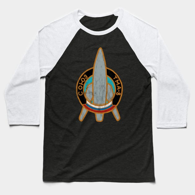 Retro Cosmonaut Mission Patch Baseball T-Shirt by Slightly Unhinged